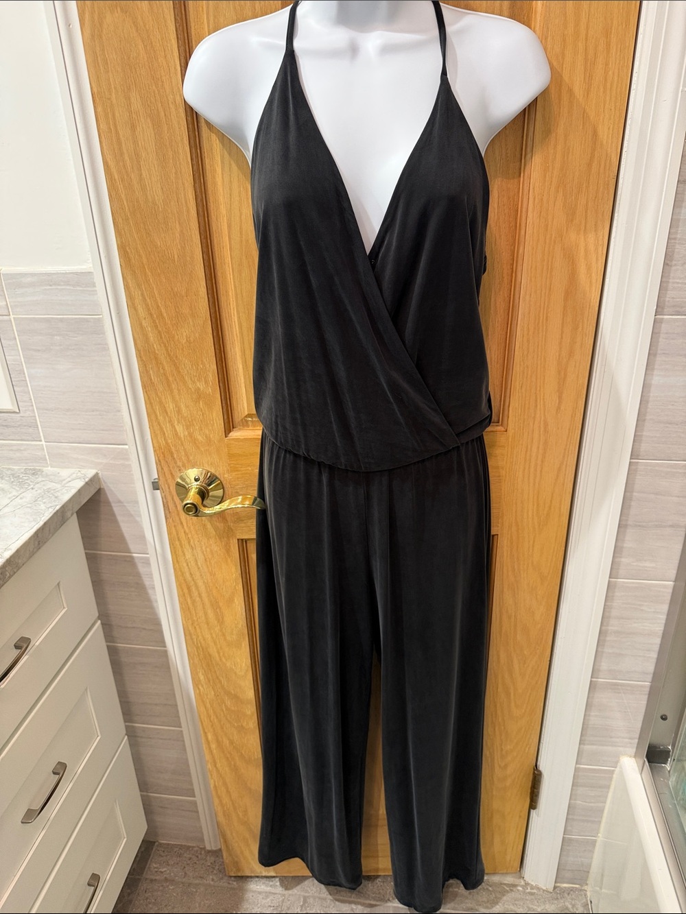 Cynthia Rowley Black Halter Wrap Jumpsuit